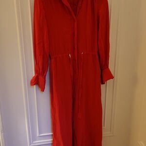 Vintage Red Flare Jumpsuit